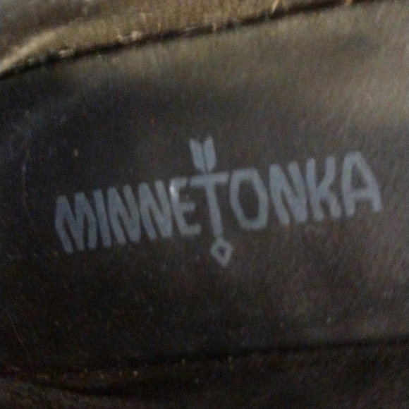 Black and Leopard Print Cow Hair Forepart Minnetonka Moccasins 10 - Picture 3 of 6